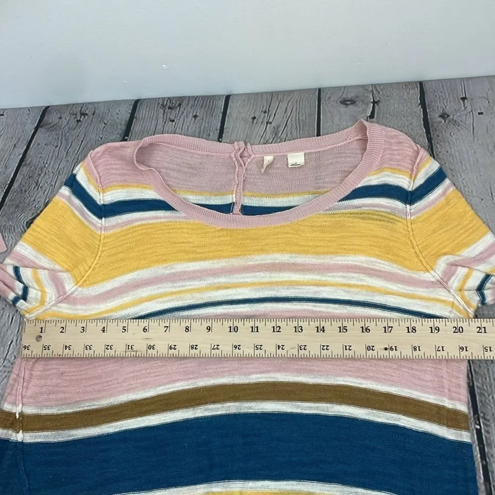 Moth Anthropologie Pink Striped Sweater pullover Lightweight size Medium